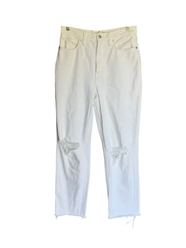 Madewell - Baggy Straight Jeans High Rise White 100% Cotton Sz 28 Tall - Image 3