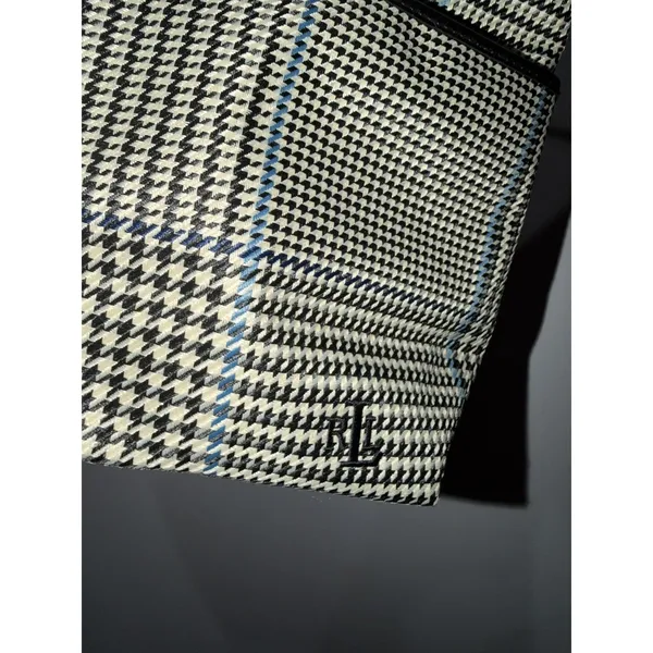 Vintage Lauren Ralph Lauren Houndstooth Zippered Purse Bag Detachable Strap M - Image 12