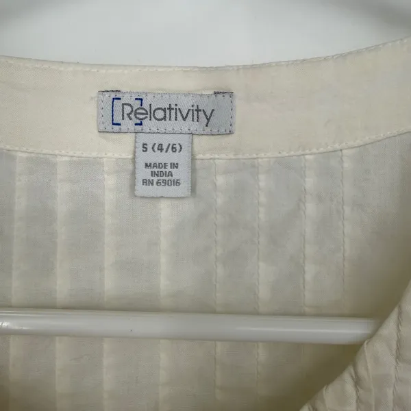 Relativity Womens White Cotton Embroidered Pintuck Long Sleeve Peasant Blouse S‎ - Image 4