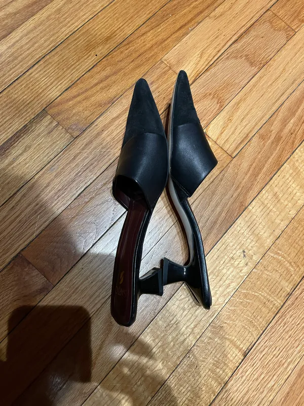 Franco Sarto Dune Leather Kitten Slip On Mules Sandals Pumps Heels coastal Pointed Toe Low Heel - Image 6