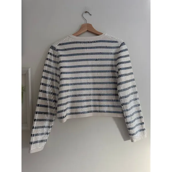 J. CREW Emilie Sweater Lady Jacket In Sequin Stripe Size Medium - Image 7