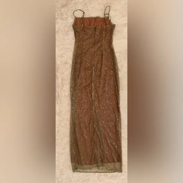 NWOT House of CB 'Alondra' Cafe Au Lait Beaded Maxi Dress sz L - Image 11