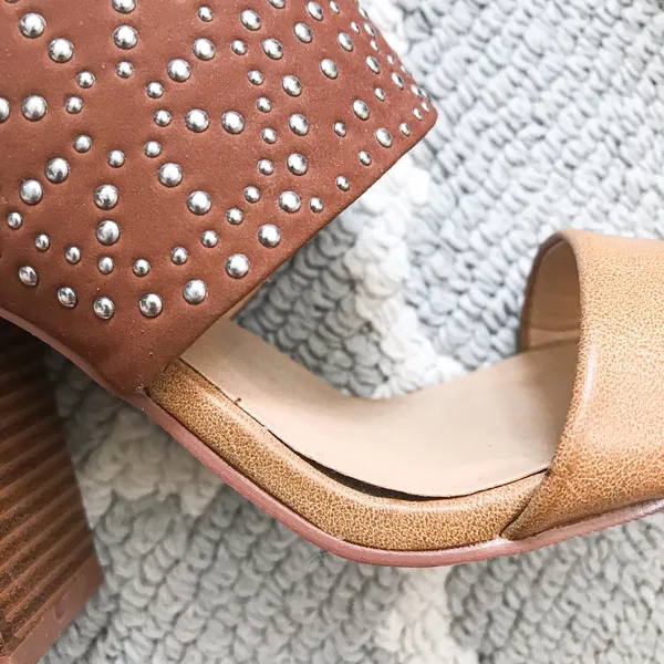 Francesca’s studded cognac block heel mule sandal Brown Size 7.5 - Image 9