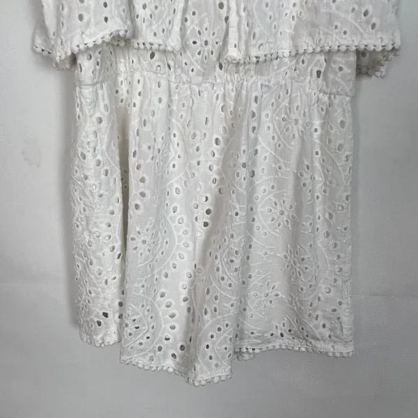 LA Hearts Eyelet Sleeveless Ruffle White Romper - Image 9