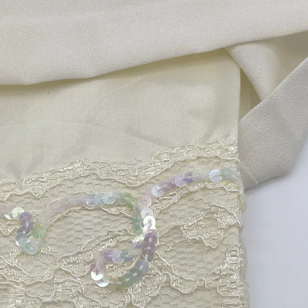 Feminine Lace Trim Slip Dress Size 5/6 Mini Sequin Bridal Romantic Cocktail‎ - Image 12