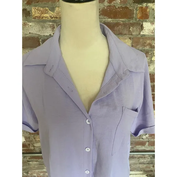 Bsubseach Button Down Violet Shirt Beach Cover Up Size S Purple - Image 4
