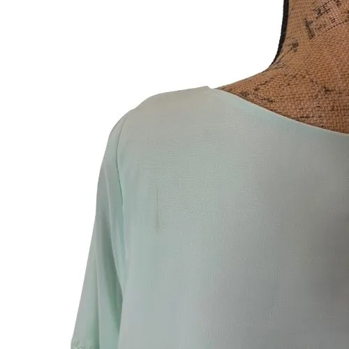 Entro Mint Green Lace Bell Sleeve‎ Shift Dress Pastel Feminine Bohemian Large - Image 4