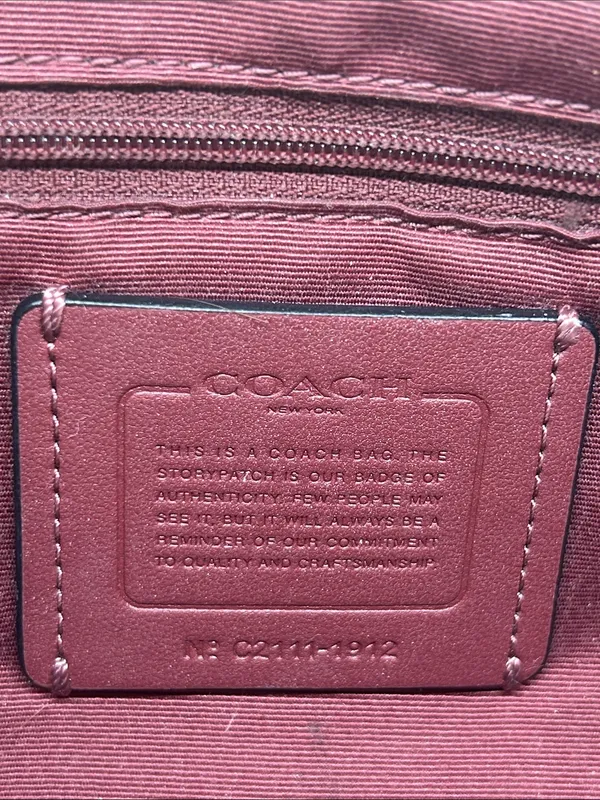 Coach Dempsey Camera Bag Brown Signature Jacquard Orange Logo Patch and Stripes - Image 8