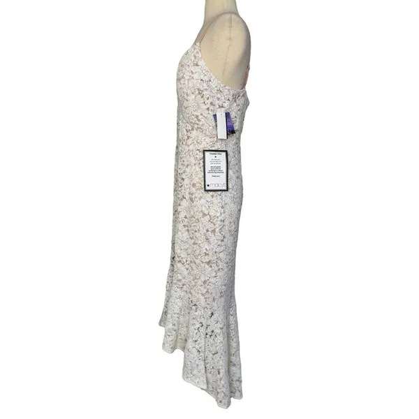 NIGHTWAY Mermaid High-Low Flounce Hem Lace Wedding Dress Ivory Sequin Sz 10 NWT - Image 12