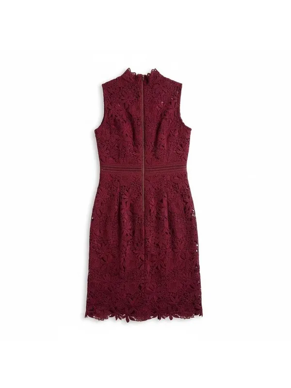 Bardot Eleni Eyelet Lace‎ Mini Dress Burgundy Size 4 EUC - Image 3