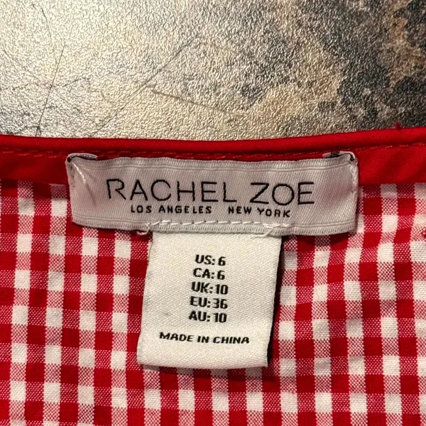 Rachel Zoe Dress Maxi Red Gingham Plaid Seersucker Milkmaid Cottagecore Picnic 6 - Image 4