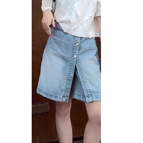 NWT ~ Women's Plus Size Denim Light Blue Jean Skort Mini Skirt Button Front ~ 2X - Image 3