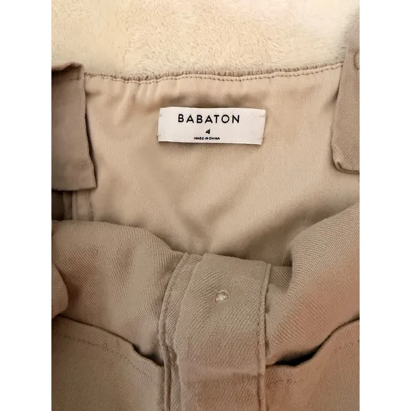 Babaton Aritzia Kofi Dress Size 4 Tan Linen Blend Button Front Midi Apron Belted - Image 3