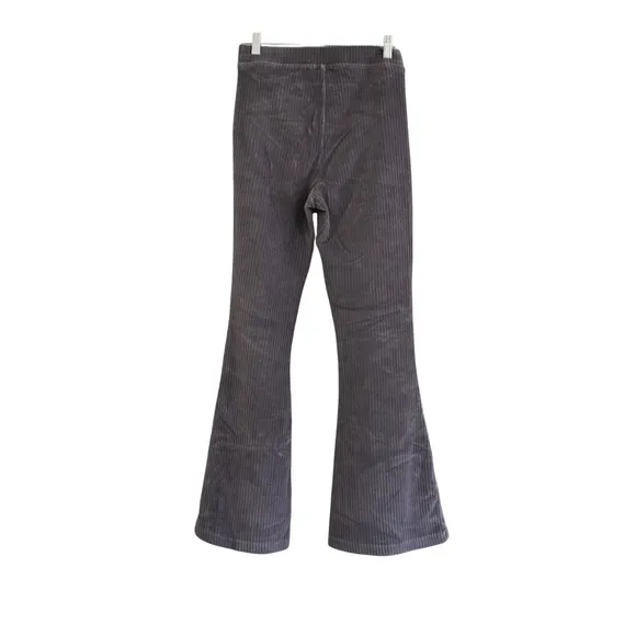 Aerie Ribbed Velour Flare‎ Pants Gray High Waisted Leggings Size Medium Cozy - Image 6