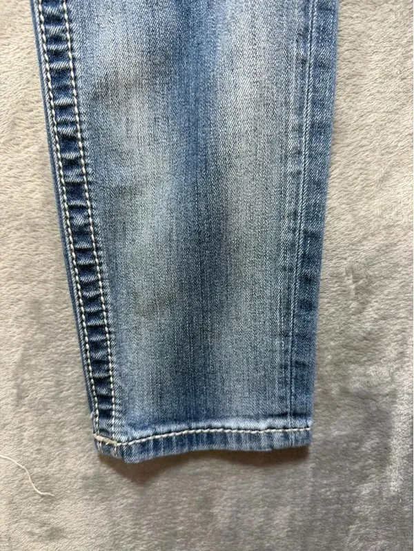 Miss Me Womens Ankle Skinny Jeans Blue Sequins Rhinestones Size 27 JP8715AK - Image 5