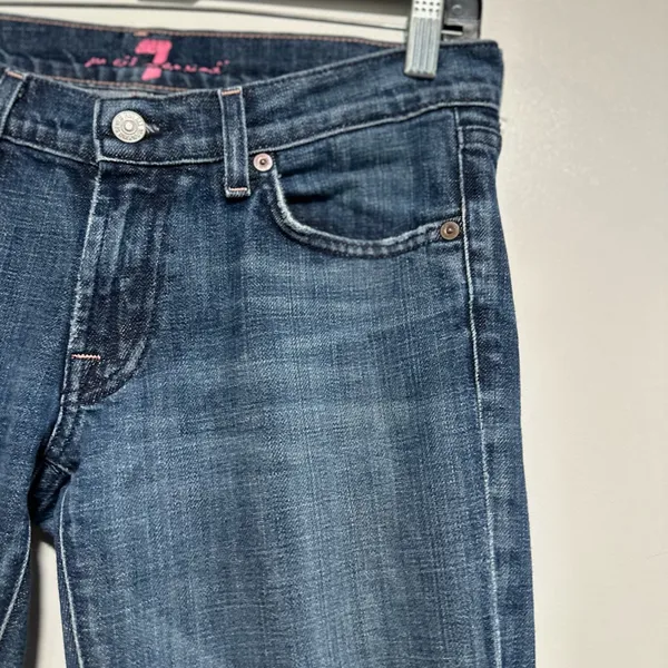VTG Y2K 7 For All Mankind Sz: 28 Flare Jeans Indigo Low Rise Stretch USA. - Image 10
