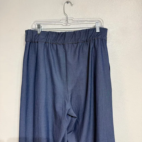 Zara Dark Chambray Wide Leg Trousers Sz M - Image 7