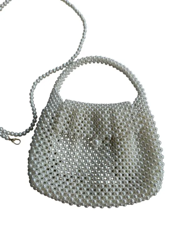 PEARL Beaded Mini Crossbody Bag w/ Detachable Chain - Image 7