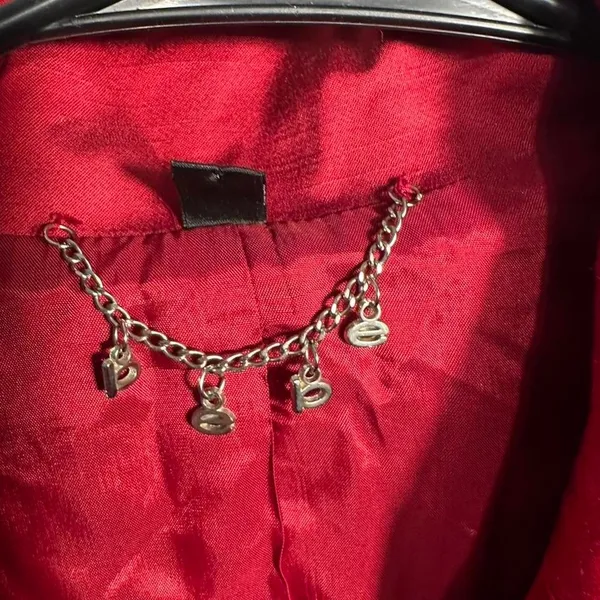 B74. Bebe - Red blazer with silver chain detail - Image 2
