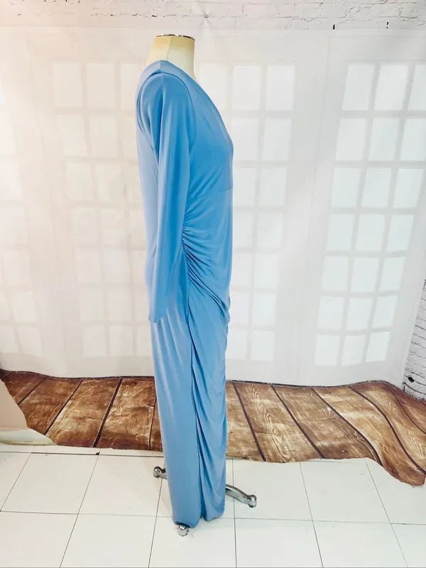 Club L NWT Powder Blue Paloma Maternity One Sleeve Asymmetric Maxi Dress Size 10 - Image 6