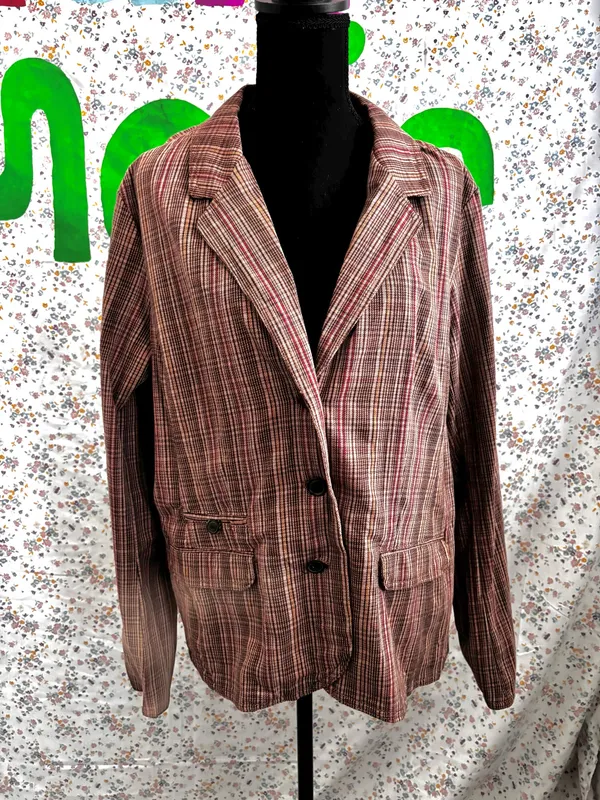 Plaid Brown Vintage Blazer Size XL - Image 2
