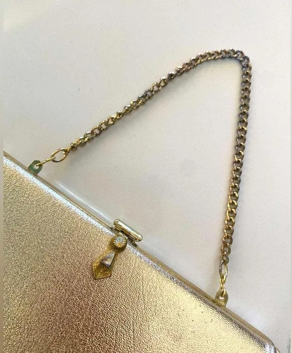 Vintage Metallic Gold Evening / Special Occasion Clutch Purse Handbag Wristlet - Image 3