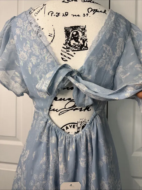 Altar'd State Light Blue Floral Midi Dress - Image 4