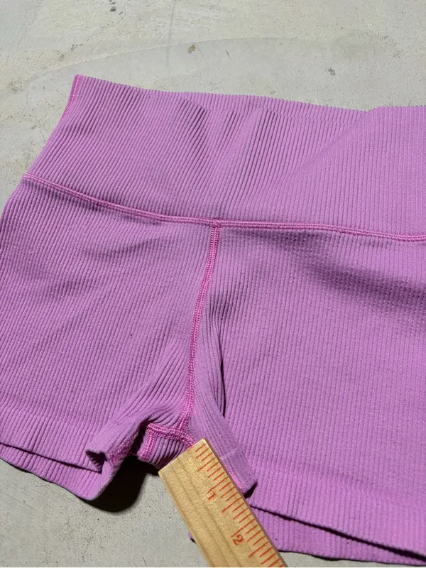 Aerie High-Waist Ribbed Pink Women’s Shorts small - Image 3