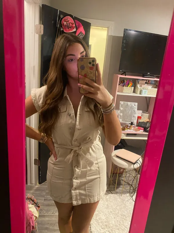 Khaki Denim Dress Size M - Image 3