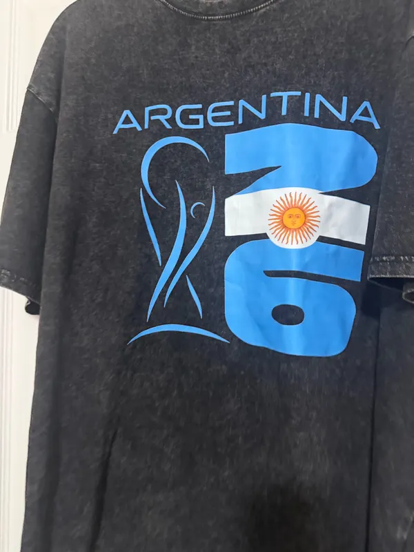 Argentina FIFA World Cup 2026 Graphic Oversized Acid Wash T-Shirt xL - Image 3