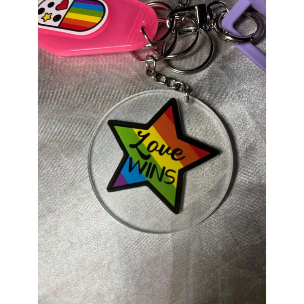 Boutique Pride Keychain Bundle 4pc Love Wins Pride Day Tumbler Motel Tag Rainbow Charms - Image 5