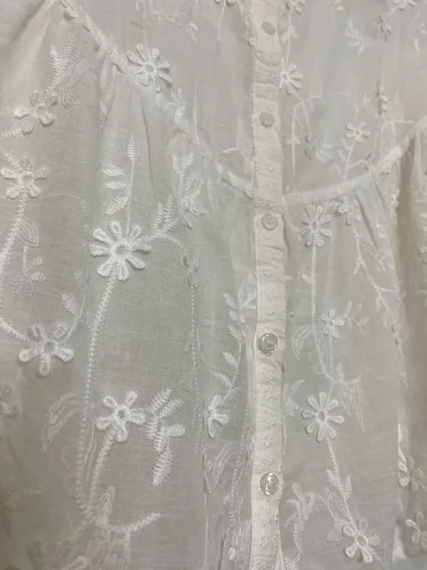 Lulus White 3D Floral Appliqué Embroidered Button Down  - Image 7