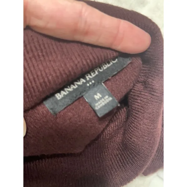 Banana Republic Womens Burgundy‎ Modal Cotton Blend Turtleneck Sweater Size M - Image 5