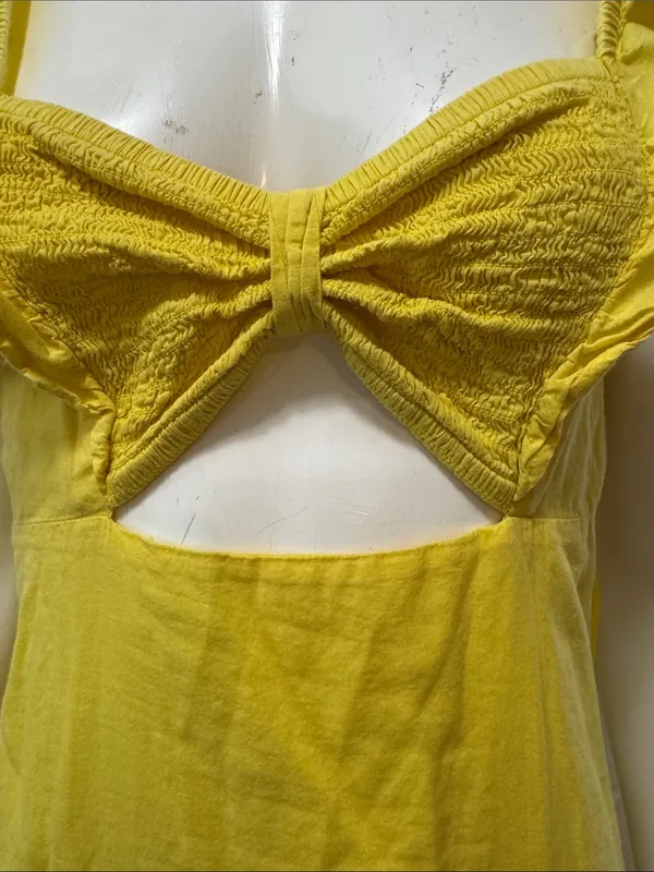 Farm Rio x Anthropologie Yellow Cotton Keyhole Midi Dress Size Small $198 - Image 6
