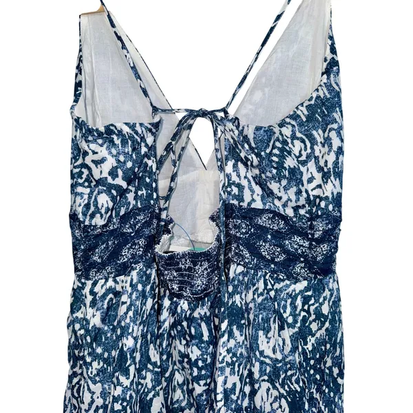 Abercrombie & Fitch Blue White Abstract Tiered Sleeveless Maxi Dress Womens Sz M - Image 10