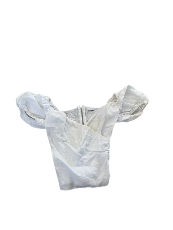 Reformation Puff Sleeve Peasant Linen Short Sleeve Top - Size 6/Small - Image 3