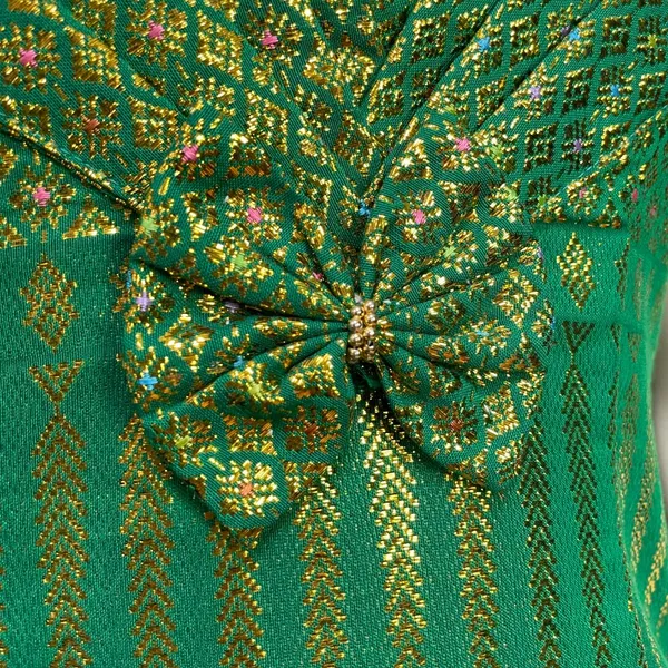 Origami Dress Formal Green Gold Mermaidcore Pointed Neckline‎ Sleeveless Women - Image 14
