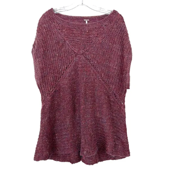 Free People Maroon Wool Linen Mohair Blend Shirt Sz S - Image 7