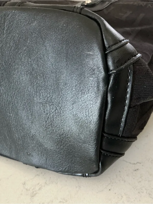 Etienne Aigner signature large tote bag jacquard black metallic silver hardware - Image 7
