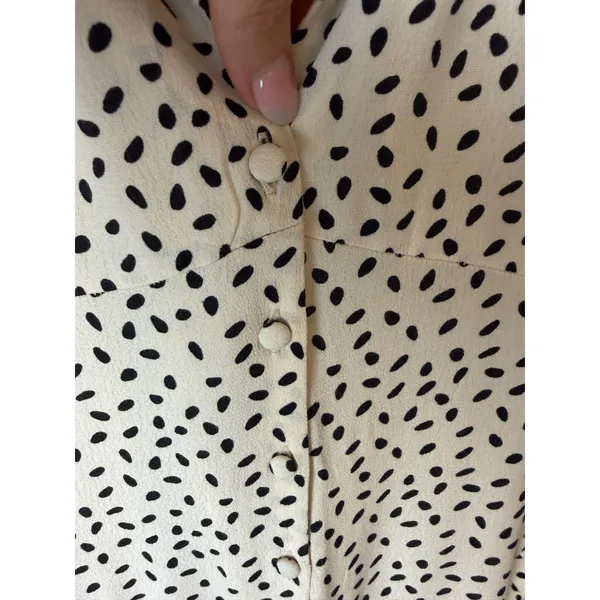 MNG Mango Jumpsuit Women Medium Cream Black Dot NWOT Wide Leg Pocket Preppy - Image 10