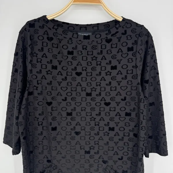 Marc by Marc Jacobs Swim‎ Cover Tunic Dress Small Black Logo Vacation Resortwear - Image 3