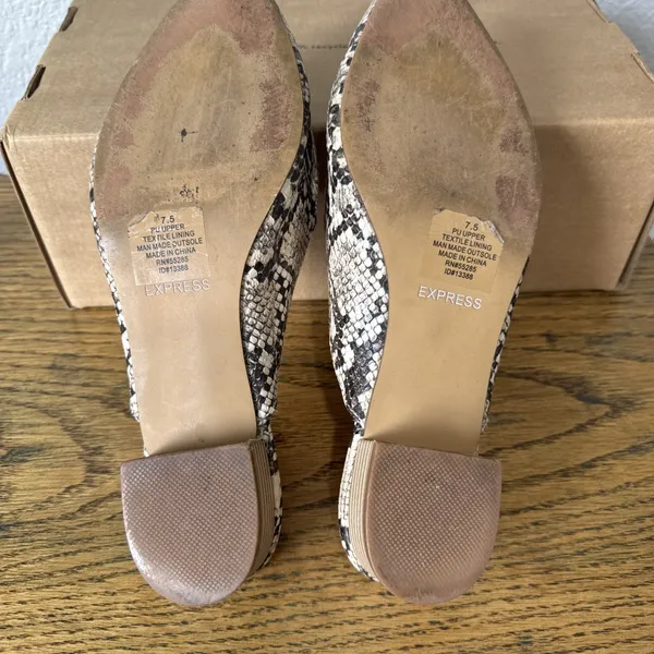Express Mule Flats Snake Print Slip On Pointed Shoes Animal Print Womens 7.5 - Image 9