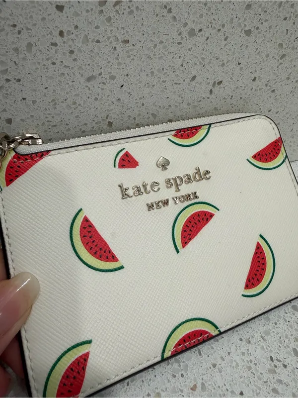 Kate Spade Staci Watermelon Party Medium L-zip Card Holder key ring NWOT - Image 2