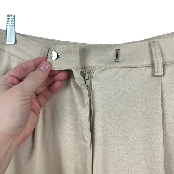 Princess Polly Amalia Pants Trousers Size 6 Tan Khaki Champagne Satin Wide Leg - Image 5