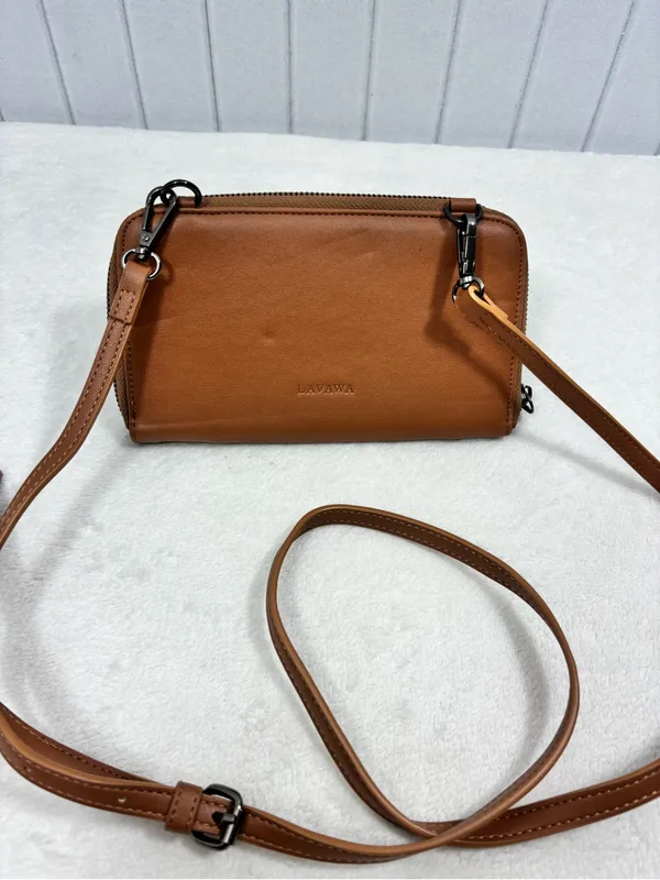 LAVAWA Tooled Brown Leather Crossbody Wallet with Turquoise Accent - Image 7