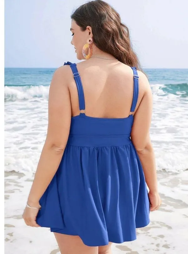 NWT BloomChic Ruffle Adjustable Straps Gathered Sculpt Waist Swim Dress 14-16/1X - Image 3