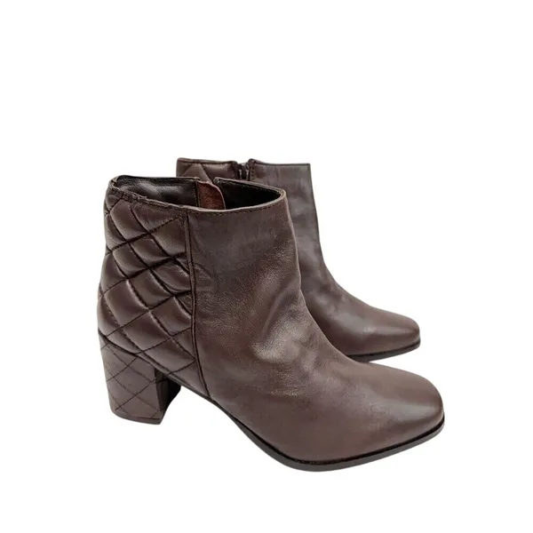 Seychelles Brown Leather Quilted Block Heel Ankle Boots Booties Size 9‎ - Image 2