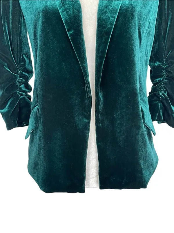 Skies are blue Velvet Ruched Sleeves Blazer Women’s Size XS Holidays Christmas - Image 3