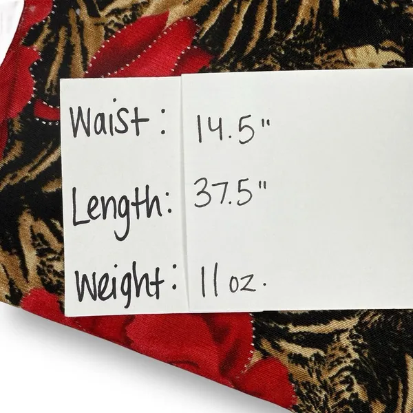 Vintage Y2K Maxi Skirt L Red Floral Tiger Animal‎ Print Slinky Stretch Pull On - Image 8