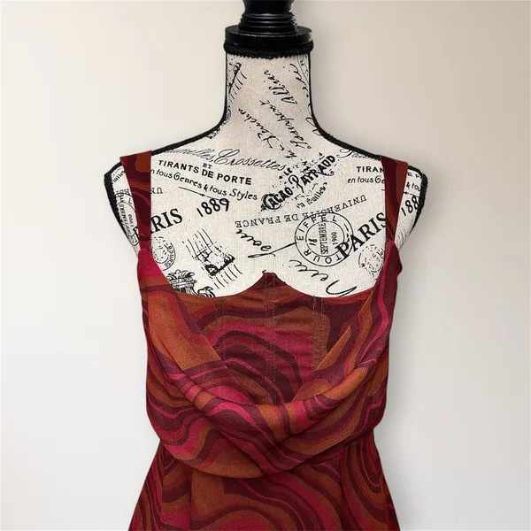 For Love & Lemons Eleanor Red Swirl Print Cowl Chiffon Mini Dress Homecoming NWT - Image 3